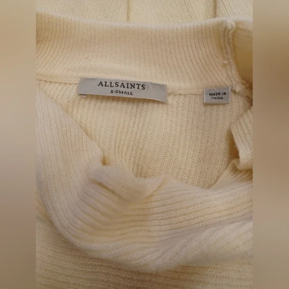 Allsaints EUC Lambswool Cashmere Knit Cream Sweater Size XS - Picture 8 of 9